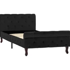 vidaXL - Bed frame met hoofdbord - Zwart - Fluweel - 90x200 cm