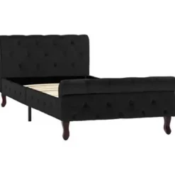 vidaXL - Bed frame met hoofdbord - Zwart - Fluweel - 90x200 cm