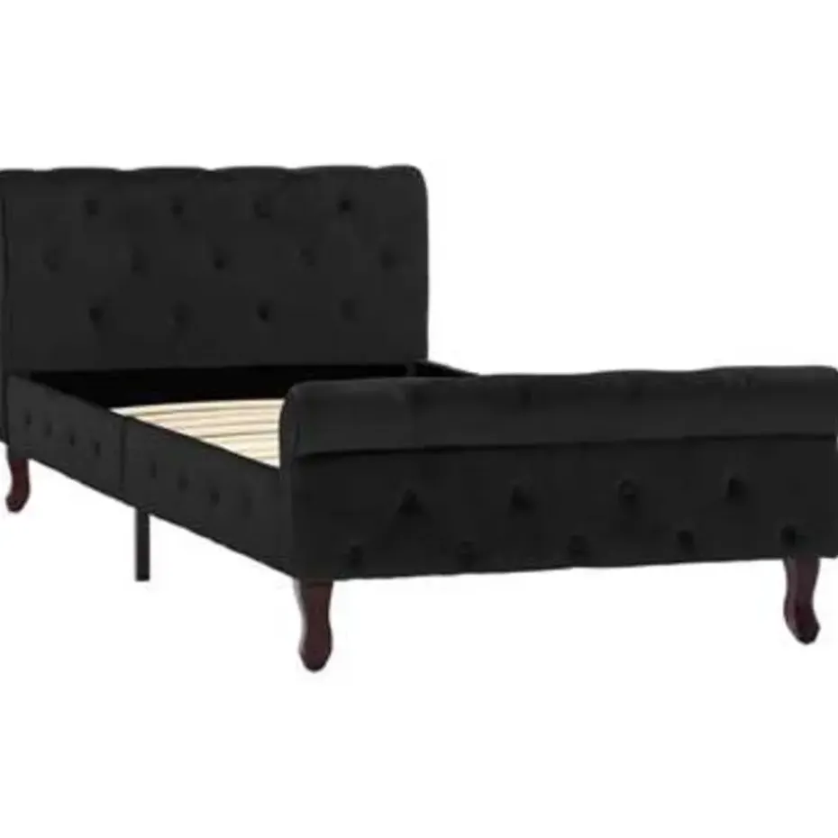 vidaXL - Bed frame met hoofdbord - Zwart - Fluweel - 90x200 cm