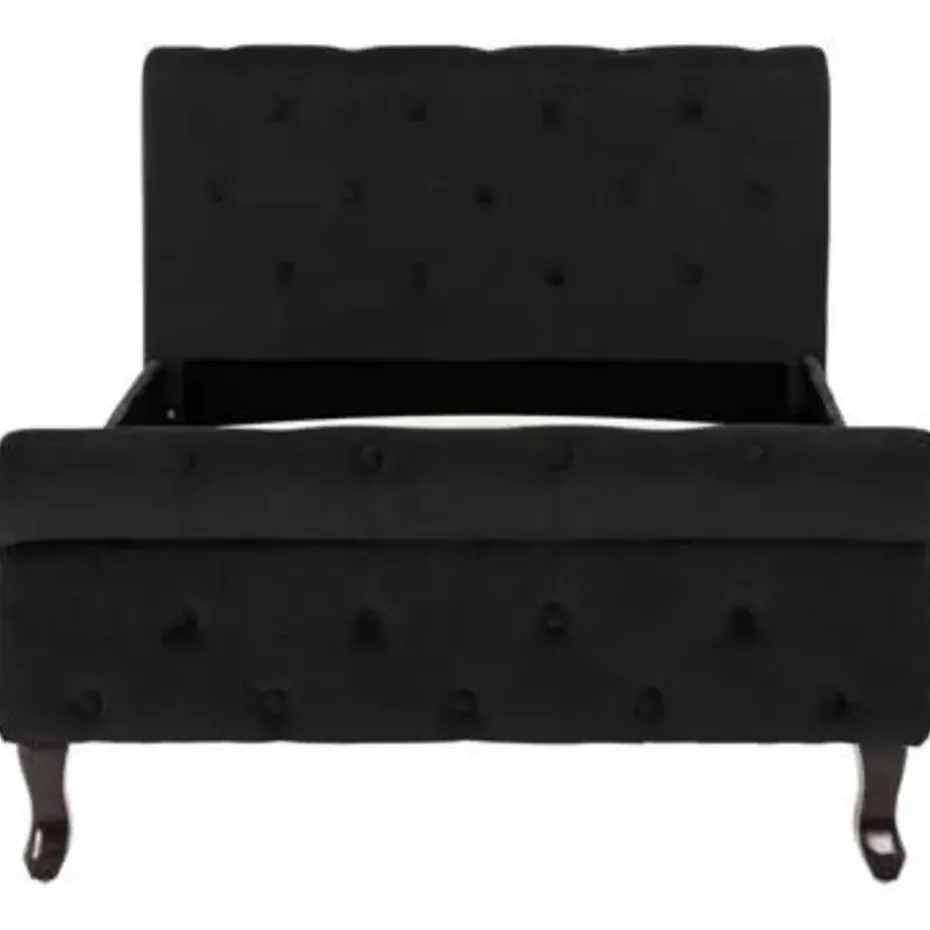 vidaXL - Bed frame met hoofdbord - Zwart - Fluweel - 90x200 cm
