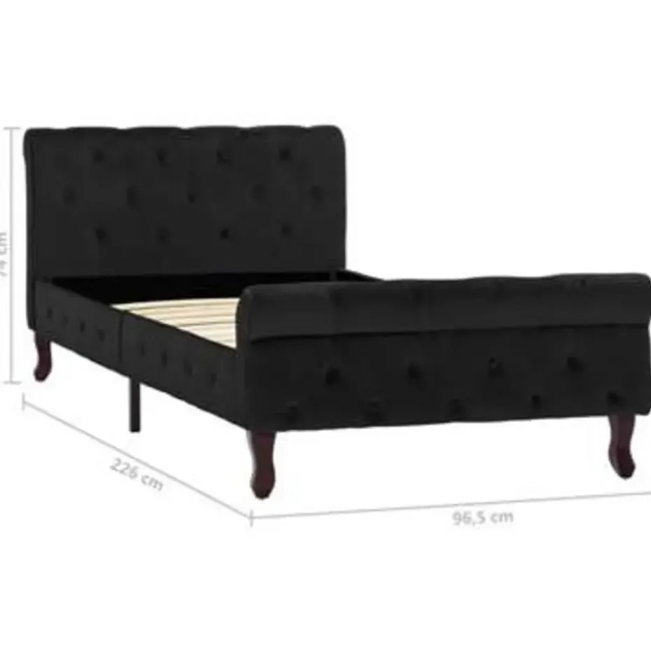 vidaXL - Bed frame met hoofdbord - Zwart - Fluweel - 90x200 cm