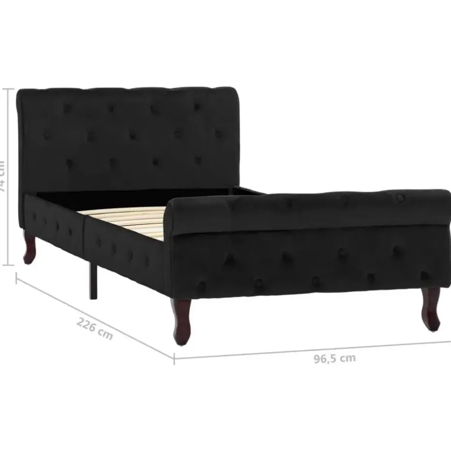vidaXL - Bed frame met hoofdbord - Zwart - Fluweel - 90x200 cm