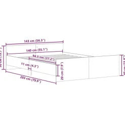 vidaXL - Bed frame met hoofd- en voeteneinde - sonoma eikenkleur - 140x200 cm