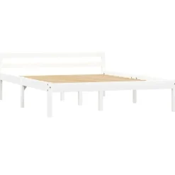 vidaXL - Bed frame met hoofdeinde - Wit - Massief grenenhout - 140x200 cm