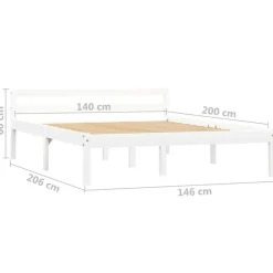vidaXL - Bed frame met hoofdeinde - Wit - Massief grenenhout - 140x200 cm