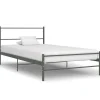 vidaXL - Bed frame met hoofdeinde - Grijs - Metaal - 90x200 cm