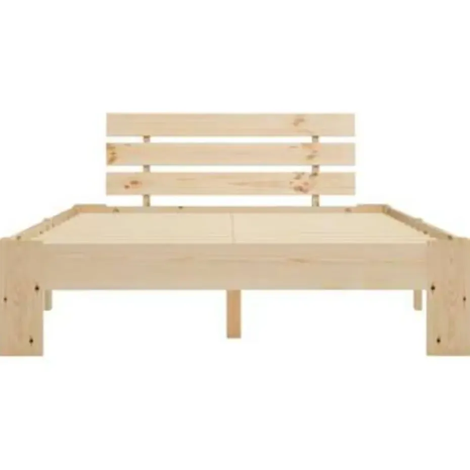 vidaXL - Bed frame met hoofdeinde - Bruin - Massief grenenhout - 120x200 cm