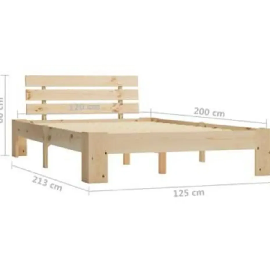 vidaXL - Bed frame met hoofdeinde - Bruin - Massief grenenhout - 120x200 cm