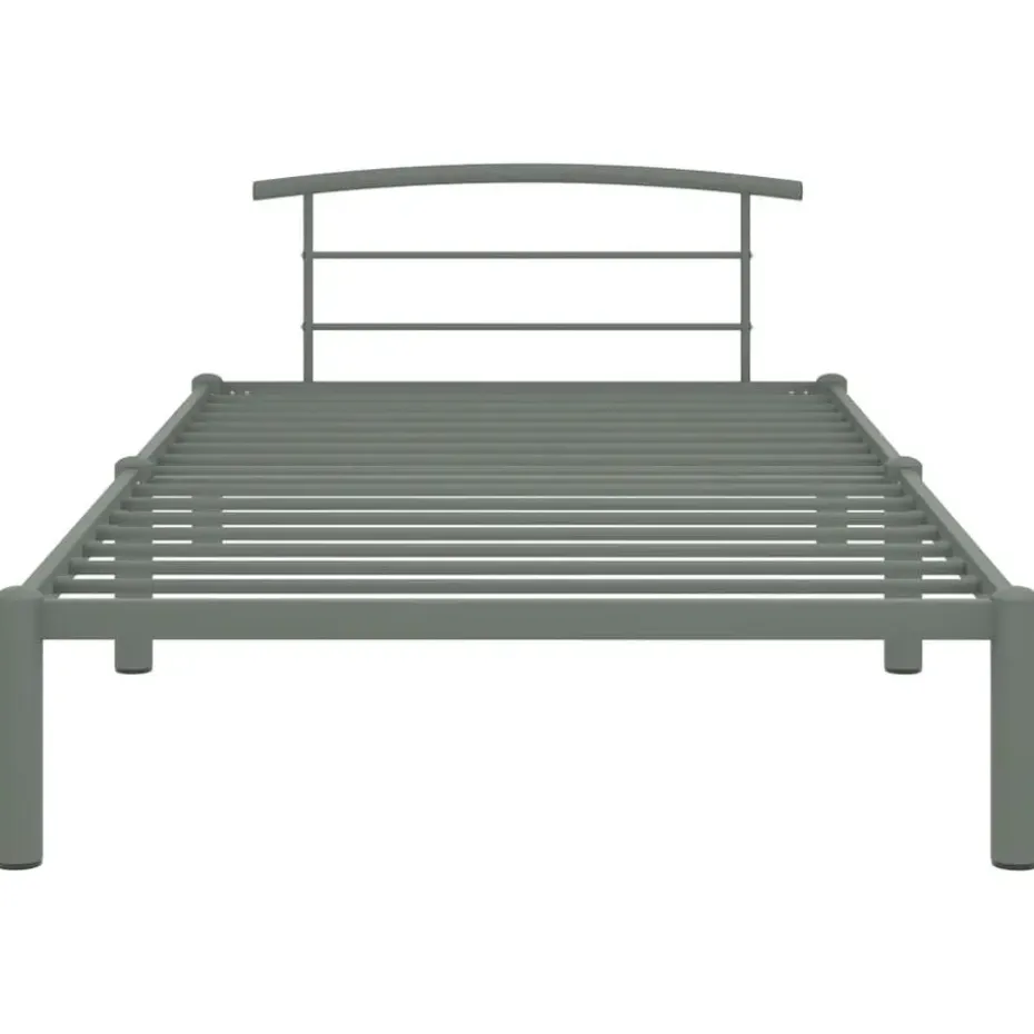 vidaXL - Bed frame met hoofdeinde - Grijs - Metaal - 90x200 cm