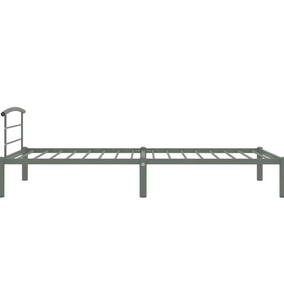 vidaXL - Bed frame met hoofdeinde - Grijs - Metaal - 90x200 cm