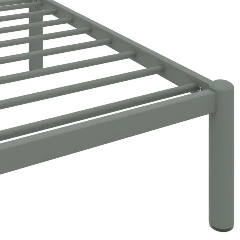vidaXL - Bed frame met hoofdeinde - Grijs - Metaal - 90x200 cm
