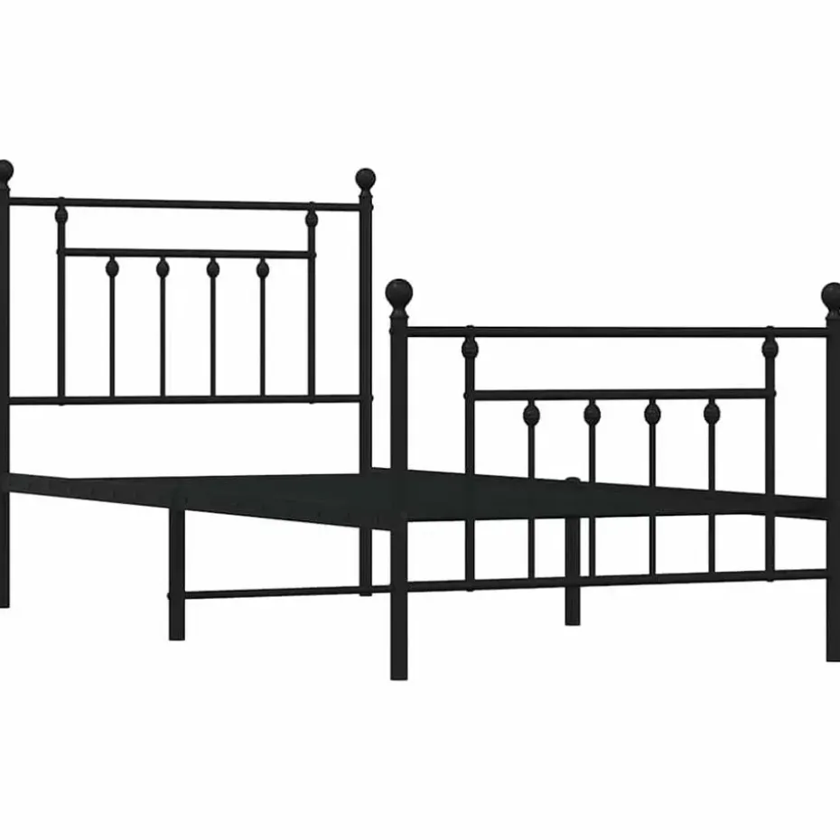 vidaXL - Bed frame met hoofd- en voeteneinde - Zwart - Metaal - 90x190 cm