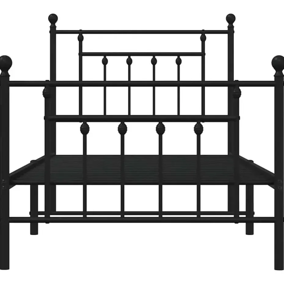 vidaXL - Bed frame met hoofd- en voeteneinde - Zwart - Metaal - 90x190 cm