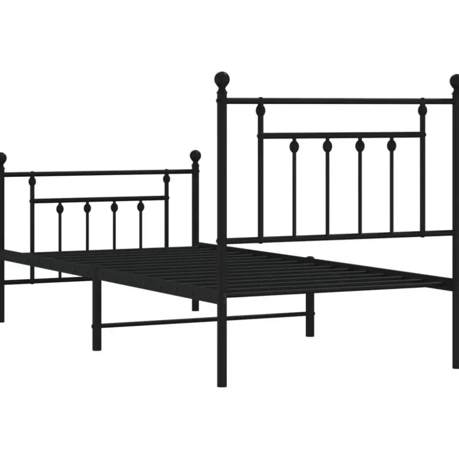 vidaXL - Bed frame met hoofd- en voeteneinde - Zwart - Metaal - 90x190 cm