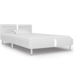 vidaXL - Bed frame met hoofdeinde - LED - Wit -kunstleer - 90x200 cm
