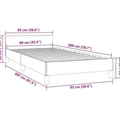 vidaXL - Bed frame met hoofdeinde zonder matras - Zwart - Fluweel - 90x200 cm