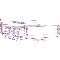 vidaXL - Bed frame met hoofd- en voeteneinde - Gerookt eiken - 180x200 cm