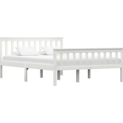 vidaXL - Bed frame met hoofdeinde - Wit - Massief grenenhout - 140x200 cm