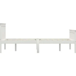 vidaXL - Bed frame met hoofdeinde - Wit - Massief grenenhout - 140x200 cm