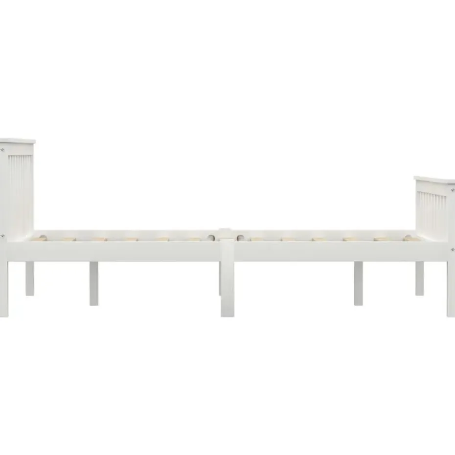 vidaXL - Bed frame met hoofdeinde - Wit - Massief grenenhout - 140x200 cm