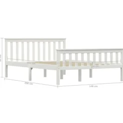 vidaXL - Bed frame met hoofdeinde - Wit - Massief grenenhout - 140x200 cm