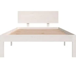 vidaXL - Bed frame met hoofdbord - Wit - Massief grenenhout - 100x200 cm