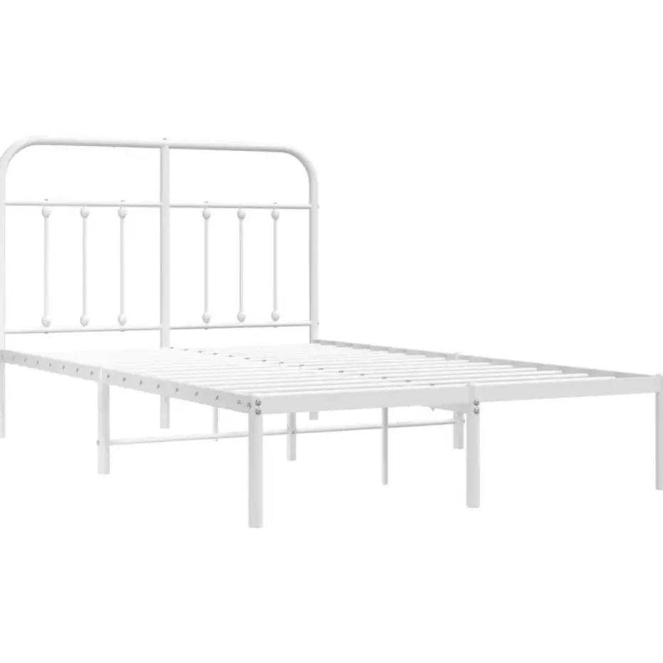 vidaXL - Bed frame met hoofdbord - Wit - Metaal - 120x200 cm