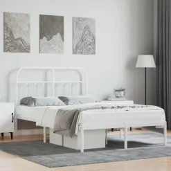 vidaXL - Bed frame met hoofdbord - Wit - Metaal - 120x200 cm
