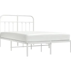 vidaXL - Bed frame met hoofdbord - Wit - Metaal - 120x200 cm