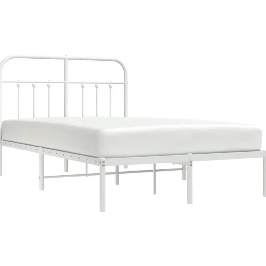 vidaXL - Bed frame met hoofdbord - Wit - Metaal - 120x200 cm