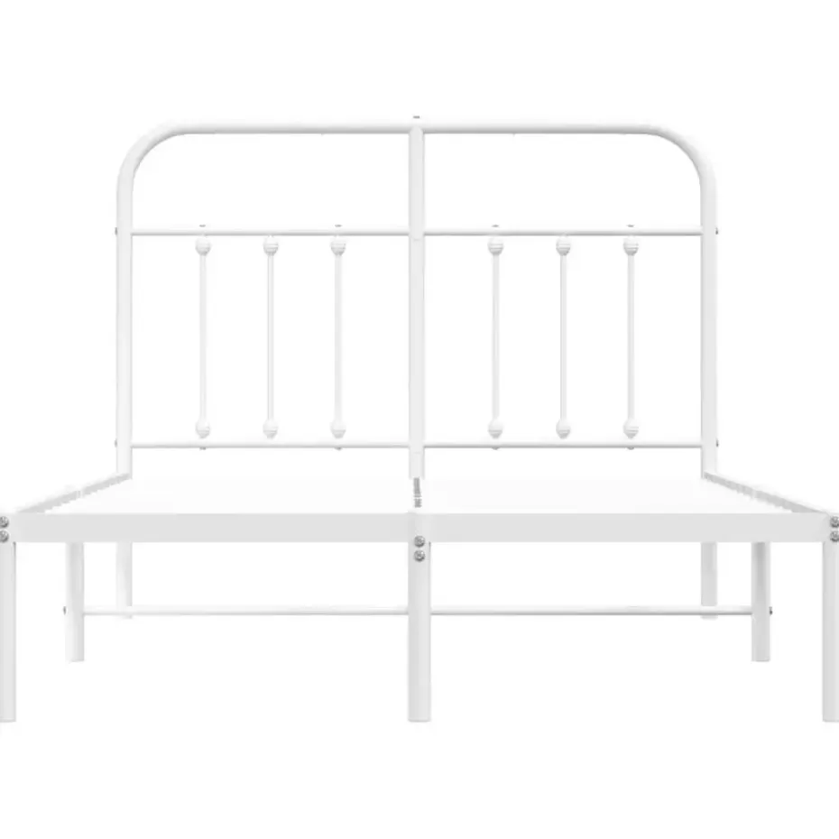 vidaXL - Bed frame met hoofdbord - Wit - Metaal - 120x200 cm