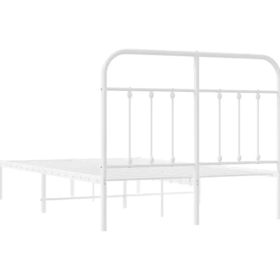 vidaXL - Bed frame met hoofdbord - Wit - Metaal - 120x200 cm