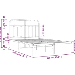 vidaXL - Bed frame met hoofdbord - Wit - Metaal - 120x200 cm