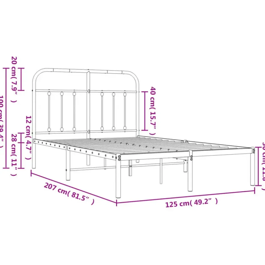 vidaXL - Bed frame met hoofdbord - Wit - Metaal - 120x200 cm