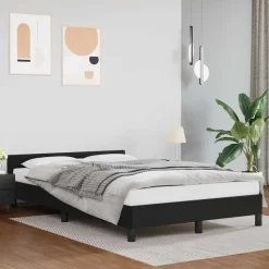 vidaXL - Bed frame met hoofdeinde zonder matras - Zwart - Kunstleer - 120x200 cm