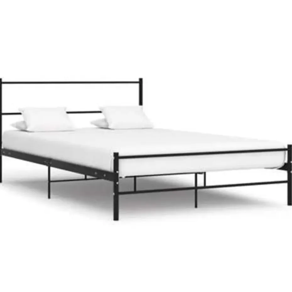 vidaXL - Bed frame met hoofdbord - Zwart - Metaal - 120x200 cm