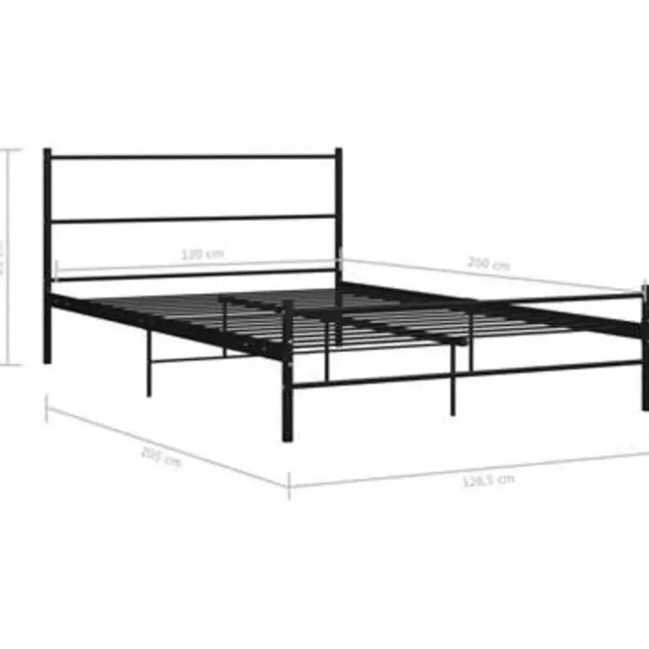 vidaXL - Bed frame met hoofdbord - Zwart - Metaal - 120x200 cm