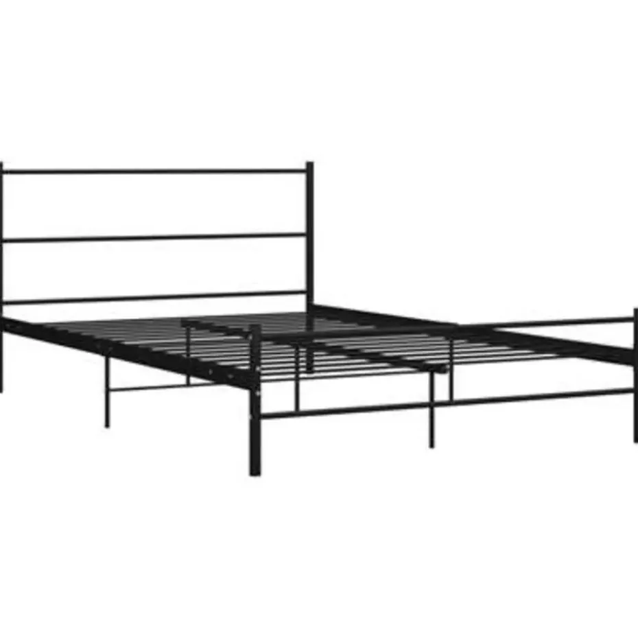 vidaXL - Bed frame met hoofdbord - Zwart - Metaal - 120x200 cm