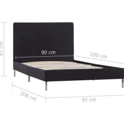 vidaXL - Bed frame met hoofdeinde - Zwart - Stof - 90x200 cm