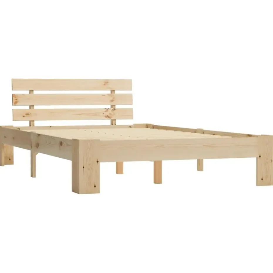 vidaXL - Bed frame met hoofdbord - Wit - Massief grenenhout - 140x200 cm