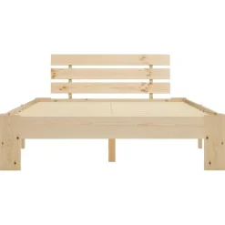 vidaXL - Bed frame met hoofdbord - Wit - Massief grenenhout - 140x200 cm