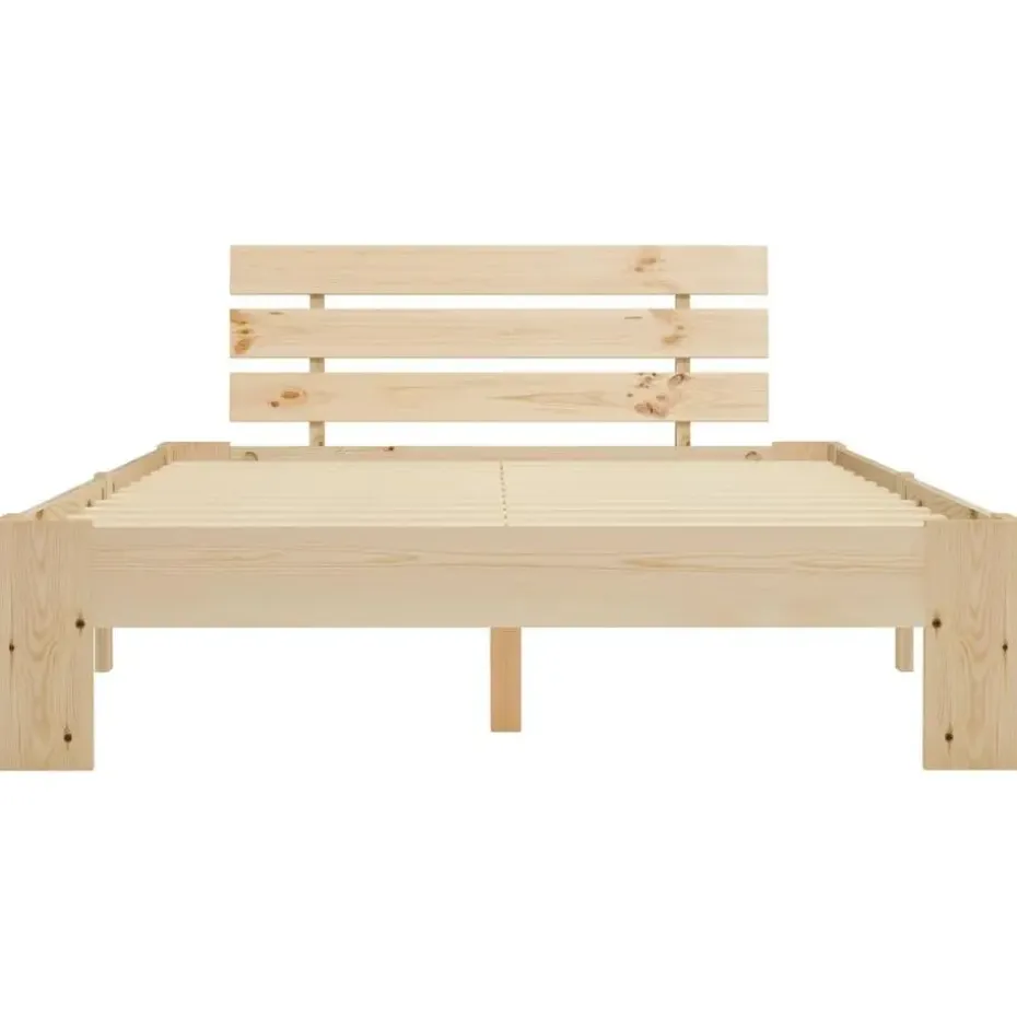 vidaXL - Bed frame met hoofdbord - Wit - Massief grenenhout - 140x200 cm