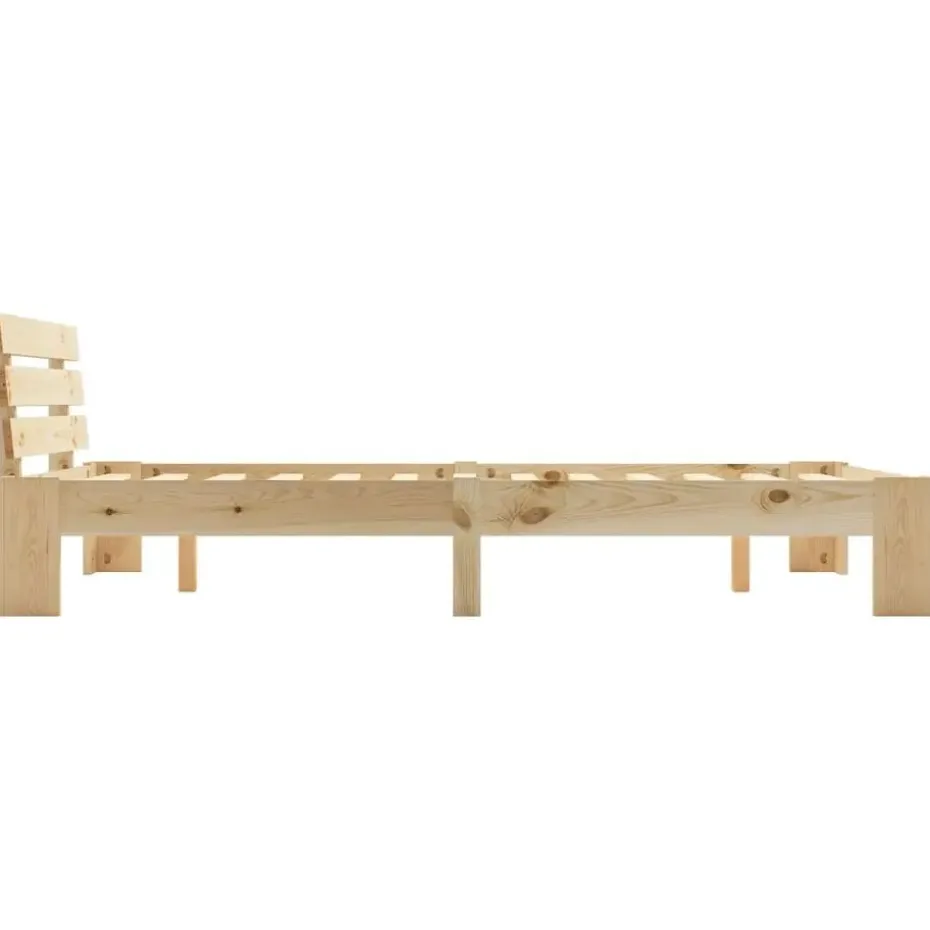 vidaXL - Bed frame met hoofdbord - Wit - Massief grenenhout - 140x200 cm