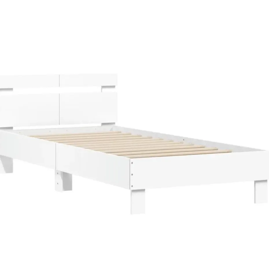 vidaXL - Bed frame met hoofdbord - Wit - Bewerkt hout - 100x200 cm