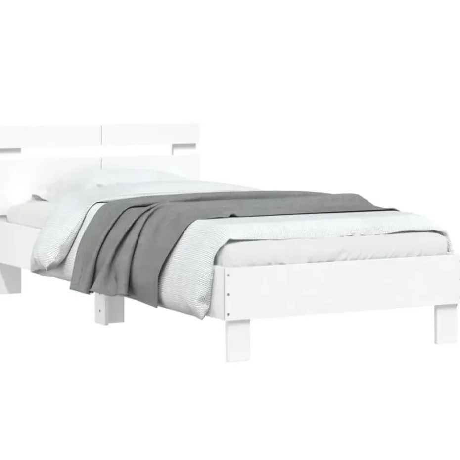 vidaXL - Bed frame met hoofdbord - Wit - Bewerkt hout - 100x200 cm