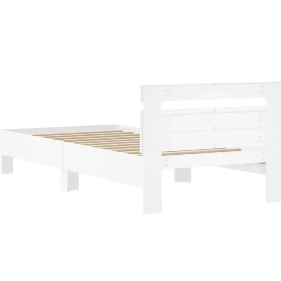 vidaXL - Bed frame met hoofdbord - Wit - Bewerkt hout - 100x200 cm