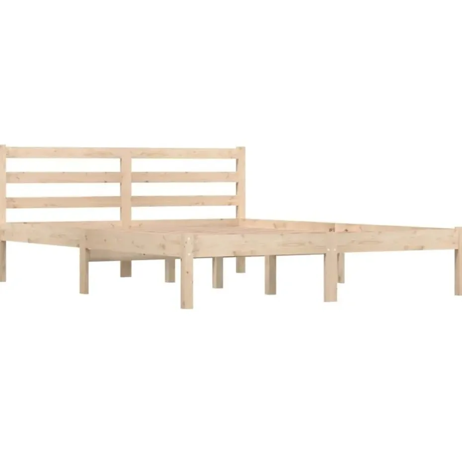 vidaXL - Bed frame met hoofdeinde - Naturel - Massief grenenhout - 140x190 cm