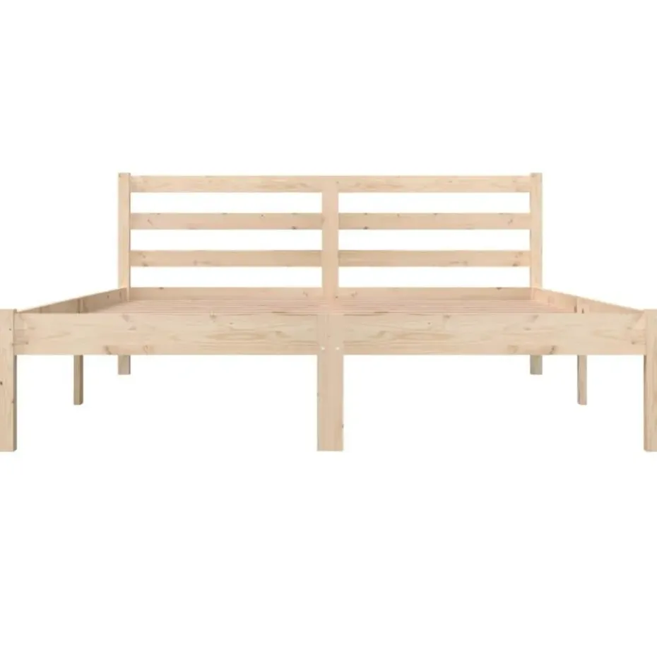 vidaXL - Bed frame met hoofdeinde - Naturel - Massief grenenhout - 140x190 cm