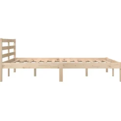 vidaXL - Bed frame met hoofdeinde - Naturel - Massief grenenhout - 140x190 cm