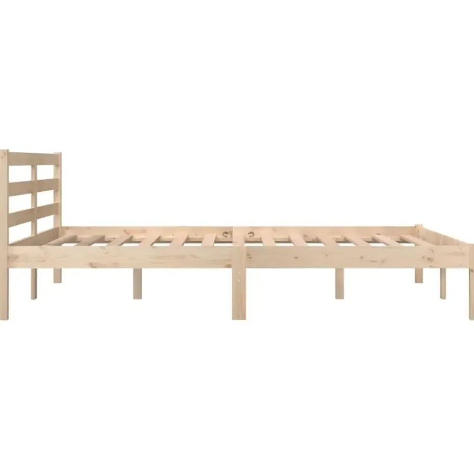 vidaXL - Bed frame met hoofdeinde - Naturel - Massief grenenhout - 140x190 cm